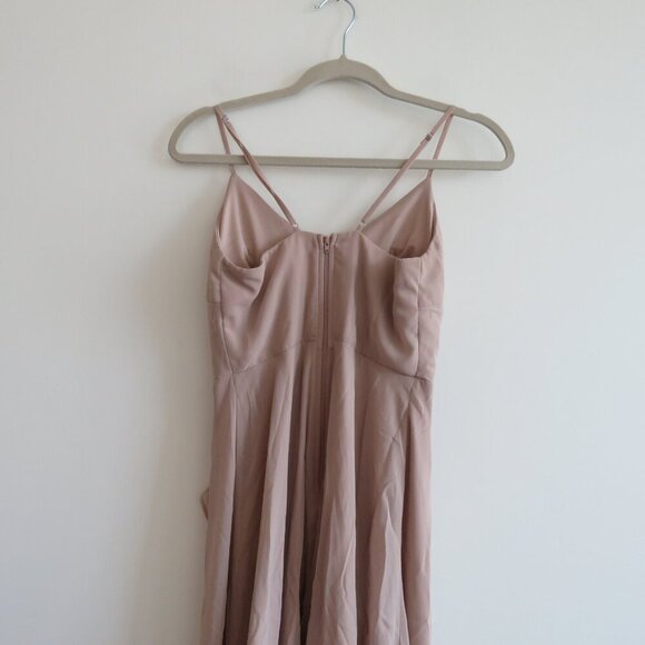 BIRDY GREY Taupe Ruffle Chiffon Maxi Bridesmaid Dress Wedding Neutral - Size XS - Picture 13 of 16